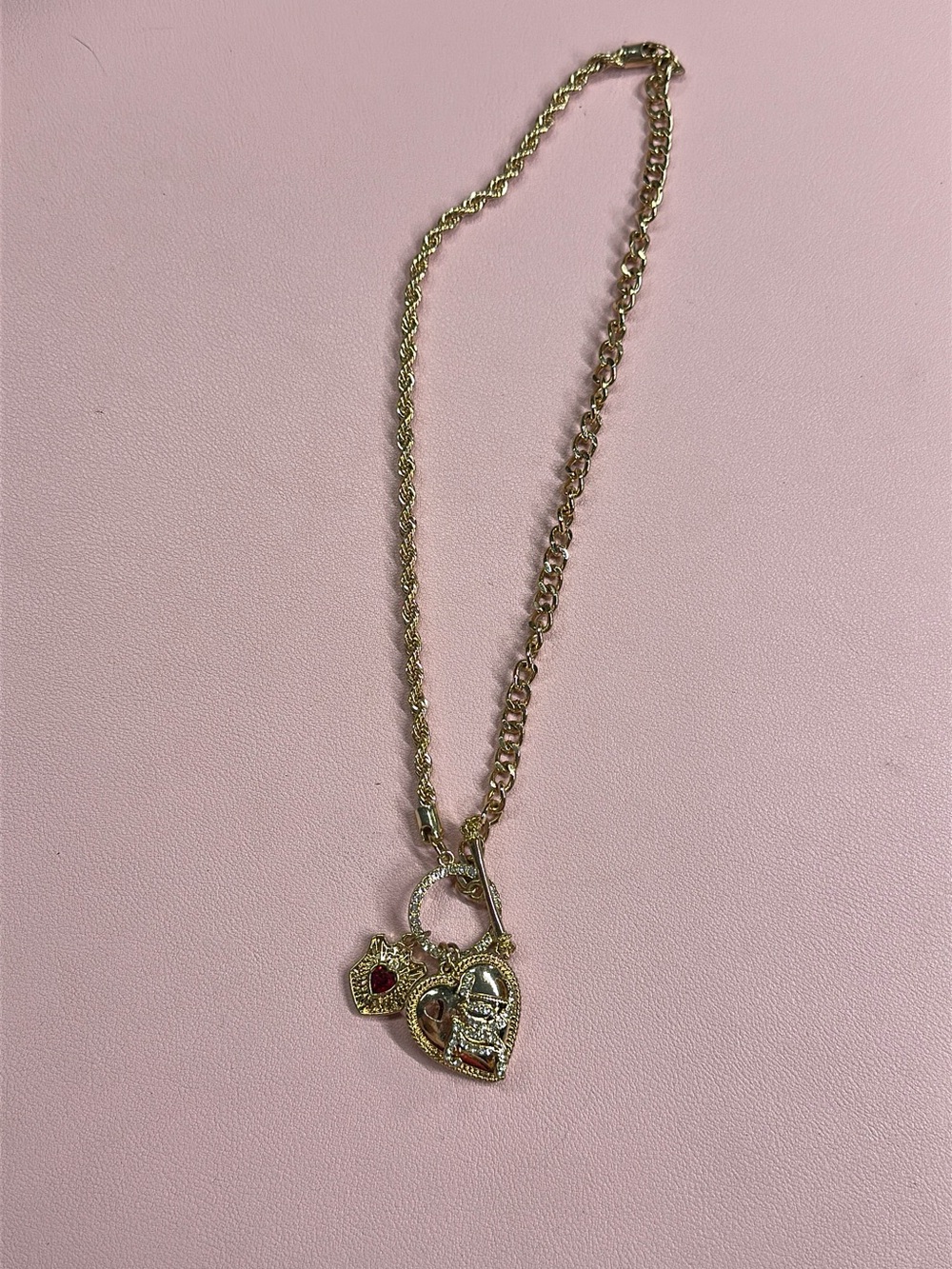 Juicy Couture Gold Heart Pendant Necklace with Red Accent - Women Jewelry
